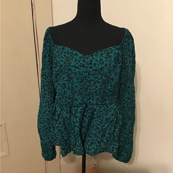Ava & Viv Tops - Ava & Viv Teal Floral Blouse